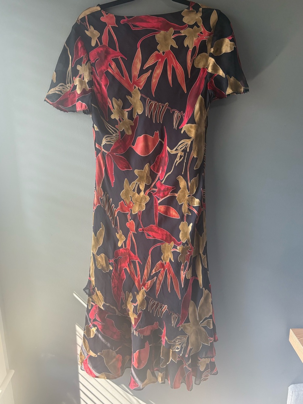 Jacques Vert Silk Blend Floral Cowl Neck Midi Dress • Canadian 10 - Picture 7 of 10